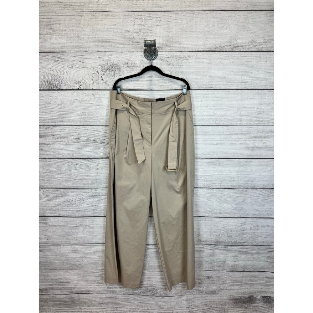 Worthington Plus Size Tan Khaki Wide Leg Belted Trouser Pants Size 18